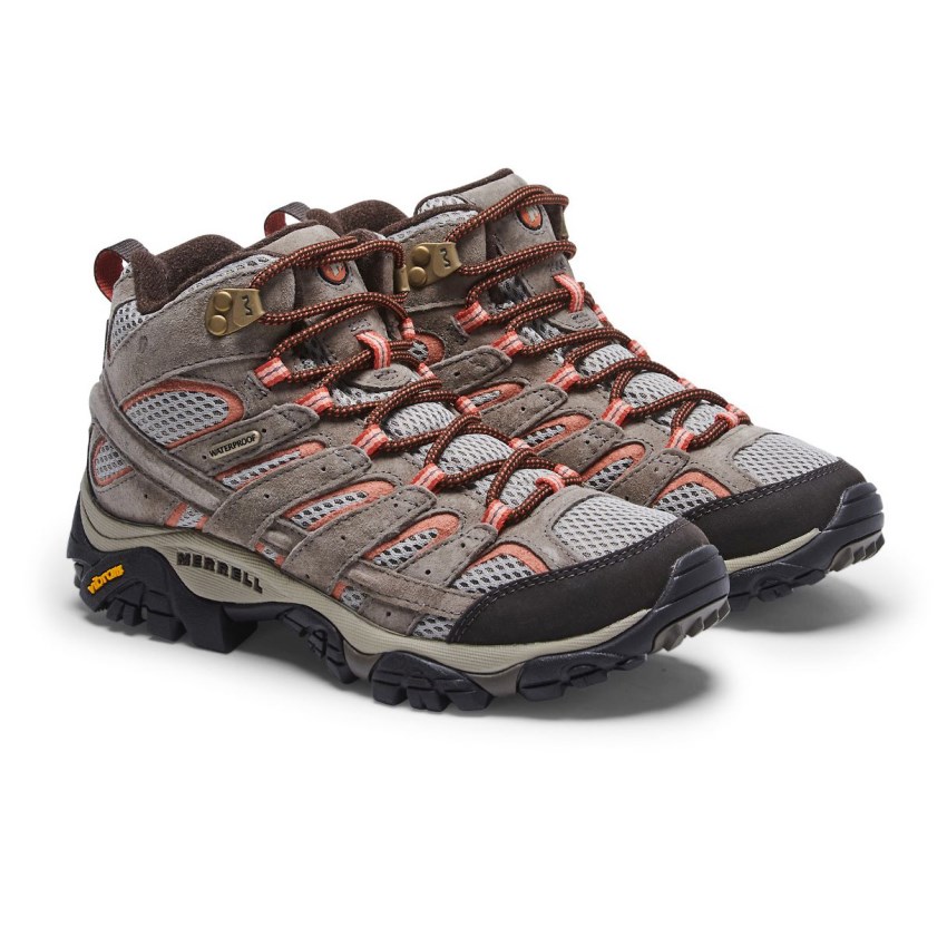 Chaussures Randonnée Merrell Moab 2 Mid Waterproof Marron Clair Femme | Y.J.YXAE